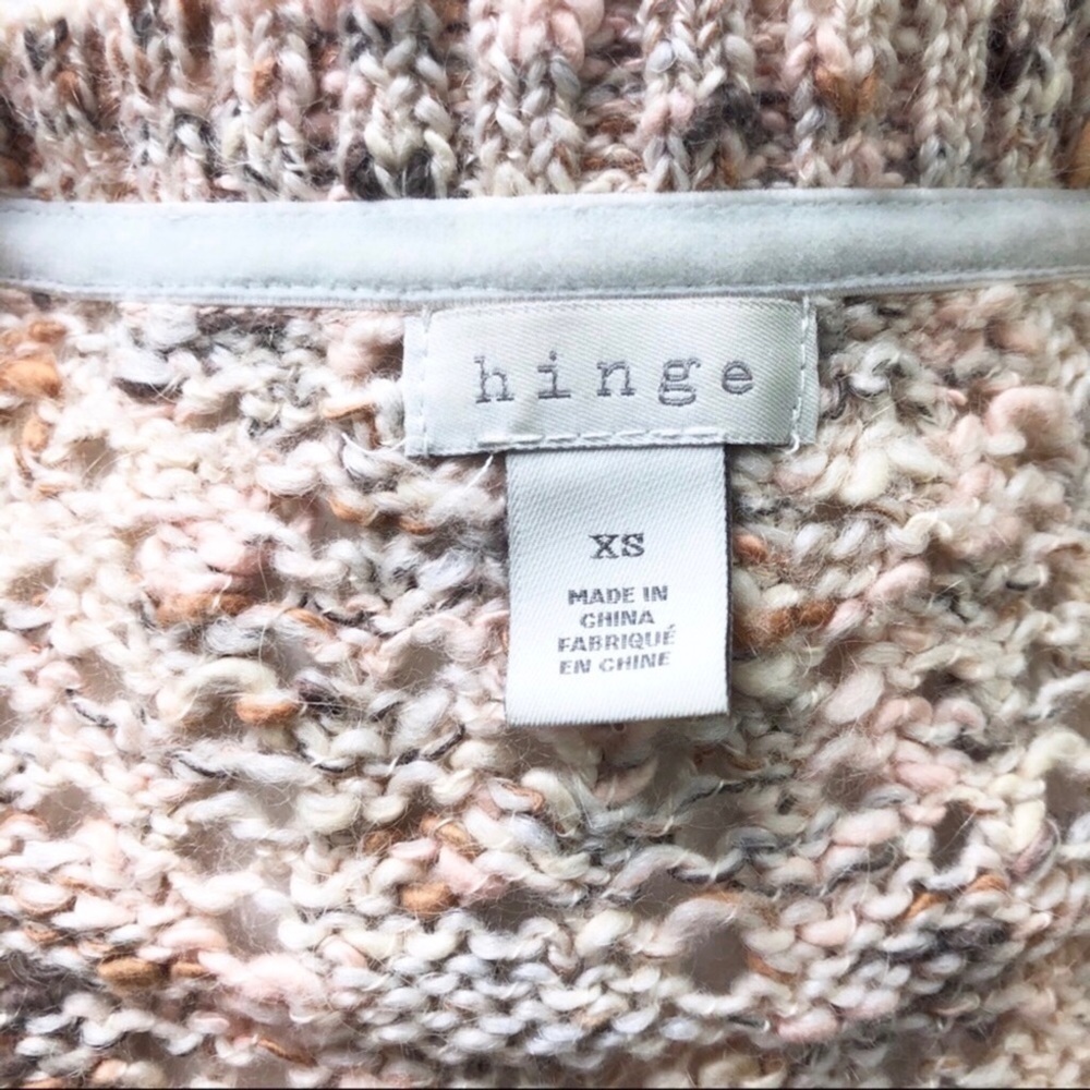 Hinge Open Knit Crewneck Sweater Beige Pink Size XS Long Sleeve - Picture 5 of 6